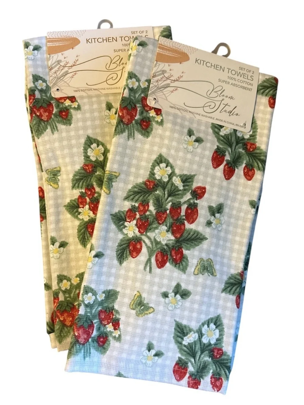 Strawberry Print Kitchen Towels - Set of 2